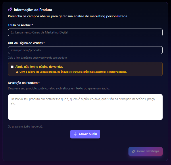 Dashboard da Prisma - Interface de análise de marketing